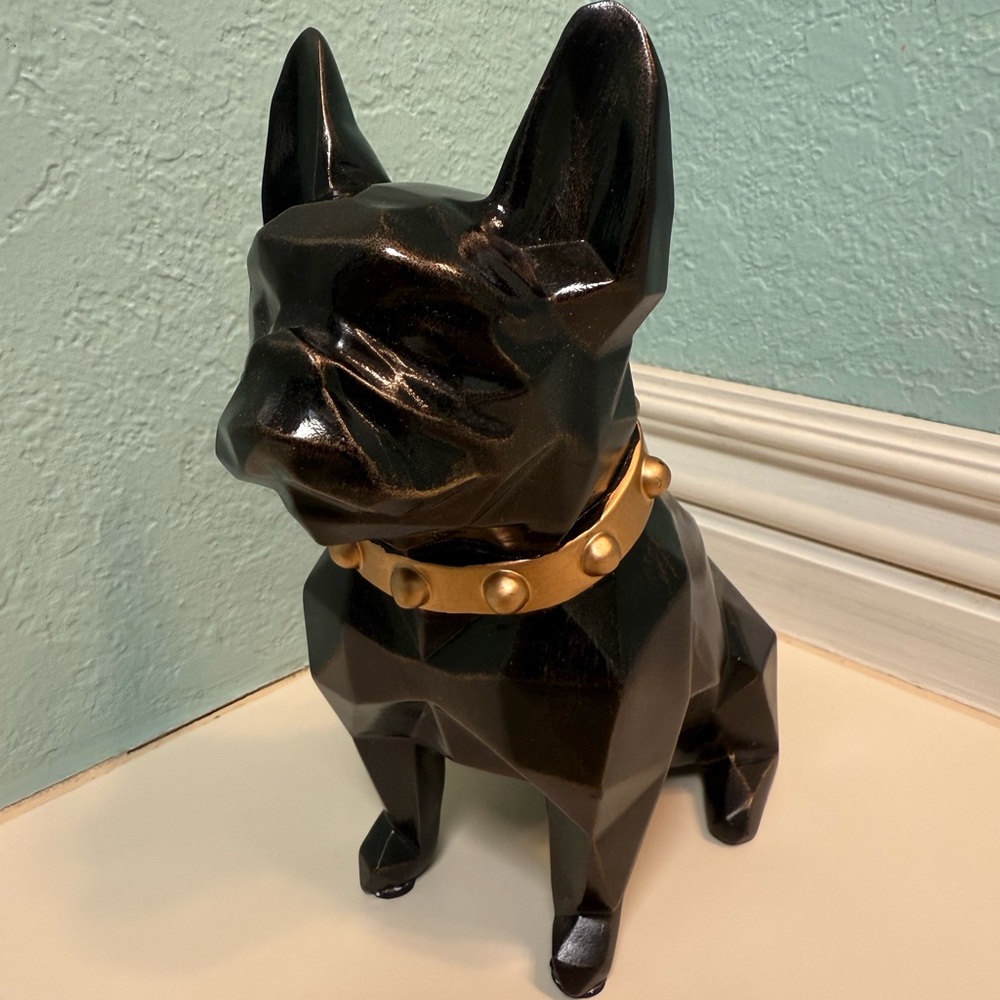 Geometric Bulldog Dog Sculpture Candle Holder Bronze and Gold for Puppy Lovers